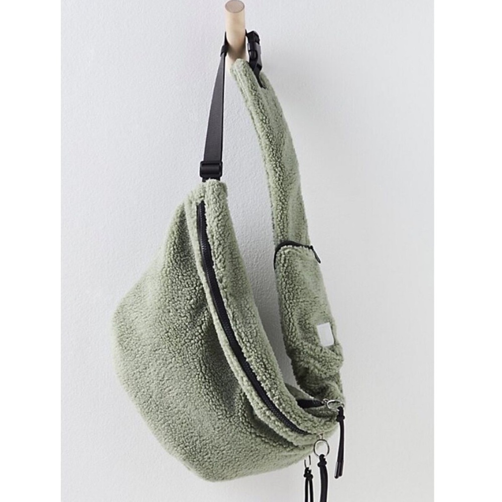 Free People Overachiever Sage Sherpa Sling Bag NWT